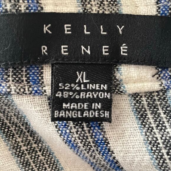 Kelly Renee Linen Blend Striped Sleeveless Romper Sz XL Nautical Coastal Beachy - Picture 7 of 8